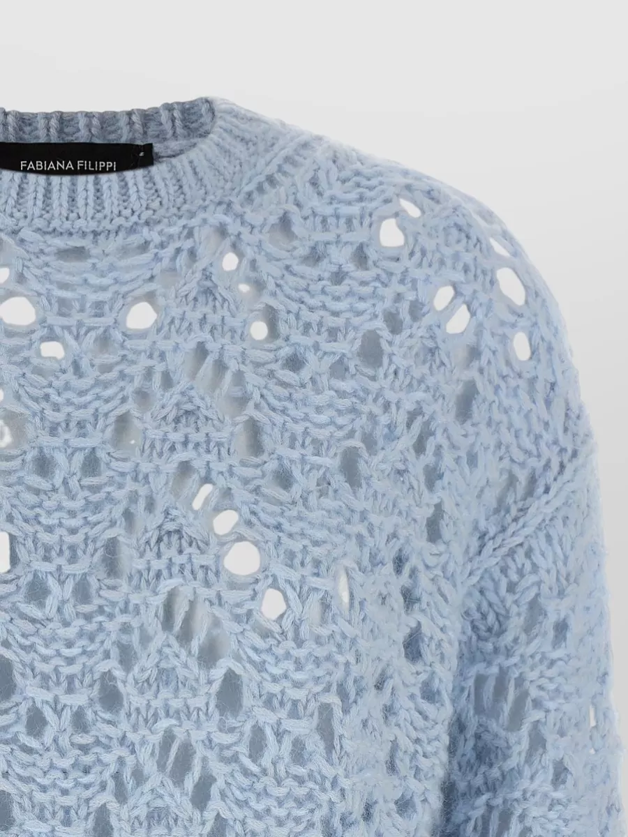 Fabiana Filippi Crew Neck Long Sleeve Open Knit Sweater