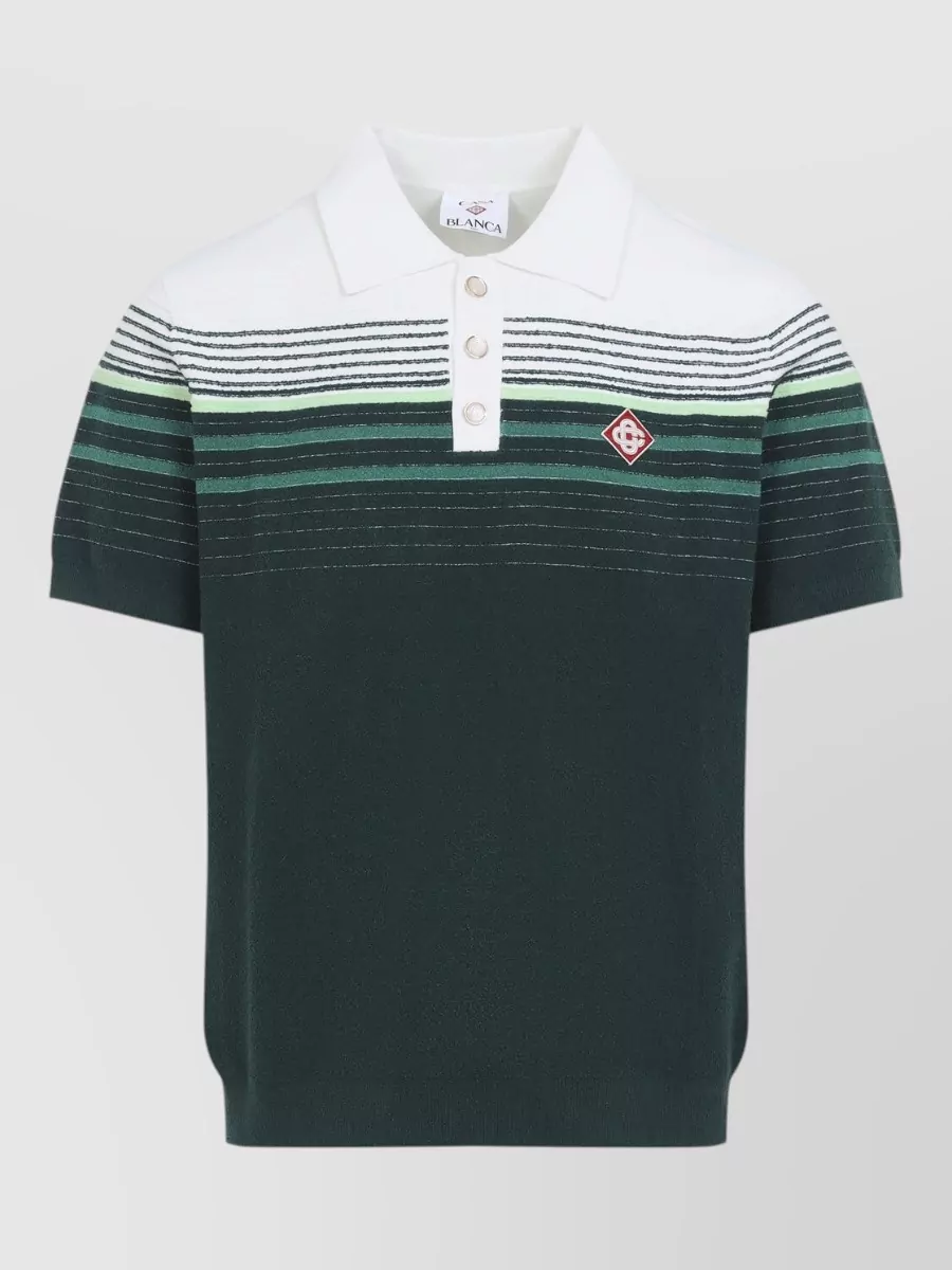 Casablanca striped knitted short-sleeve polo shirt