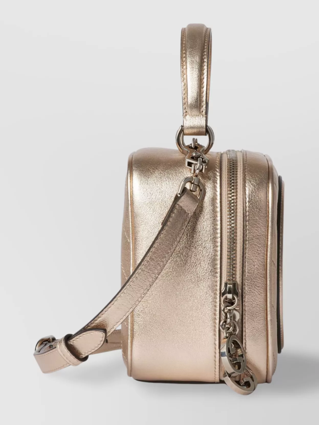 Gucci Metallic Leather Clutch Bag With Detachable Strap