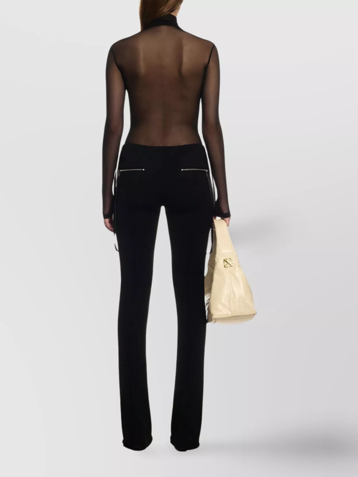 Off-white Stamp High Neck Mesh Long-sleeve Top