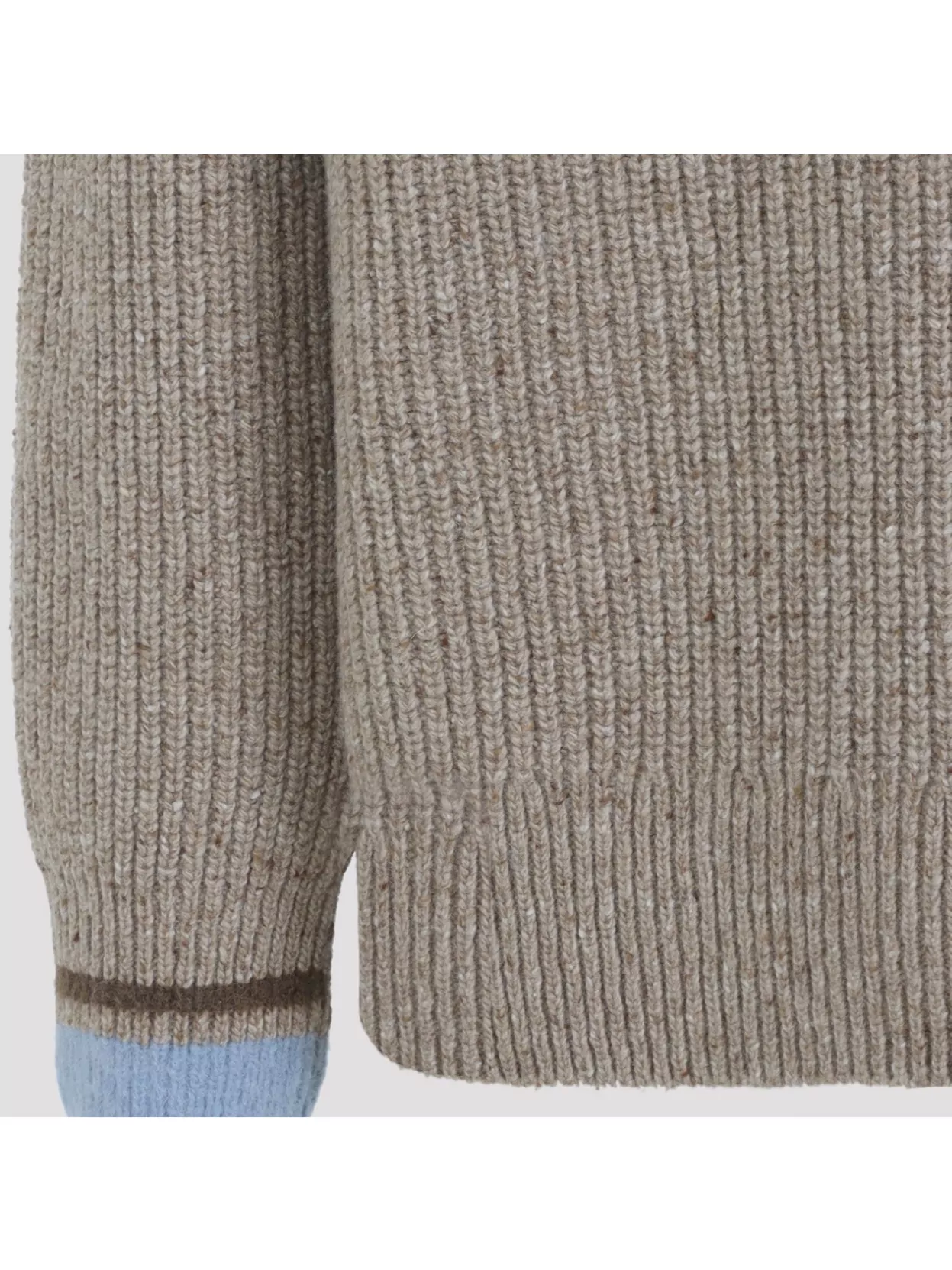 Ami Paris Striped Sleeve V-Neck Knit Sweater