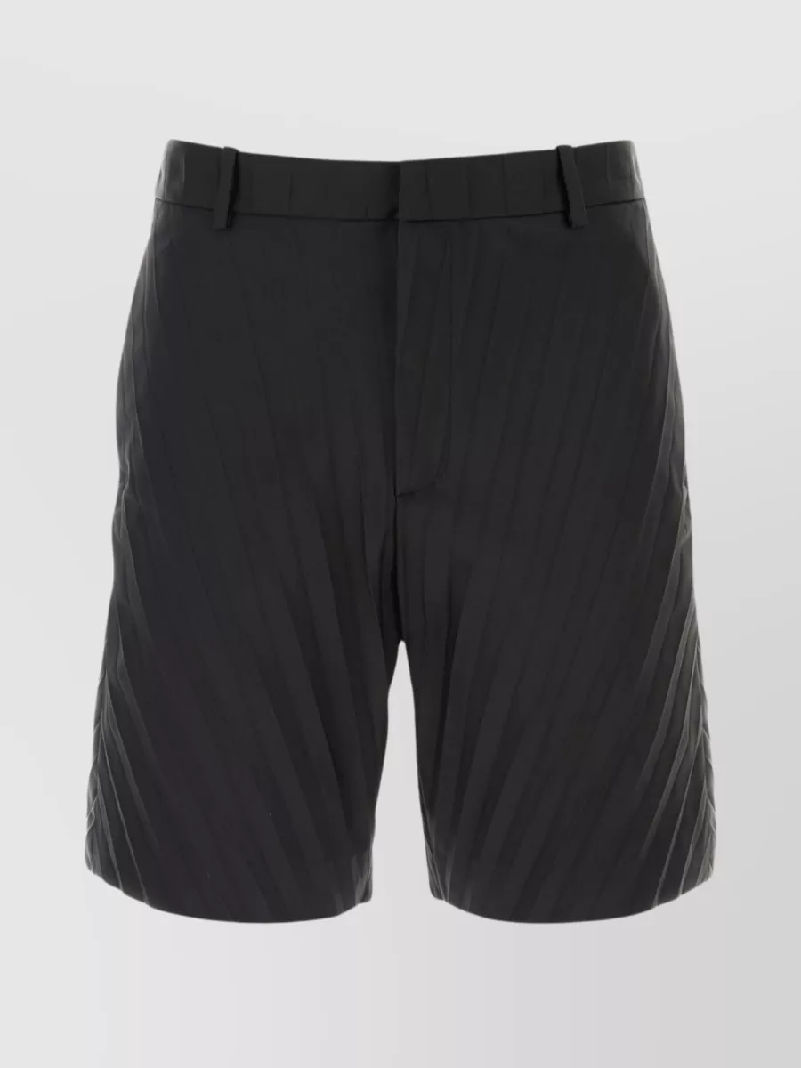 Shop Valentino Pleated Nylon Bermuda Shorts In Black