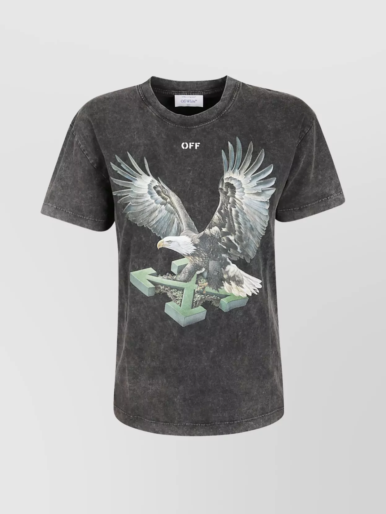 Off-white Eagle Arrow Graphic Print Short Sleeve Top In Gray