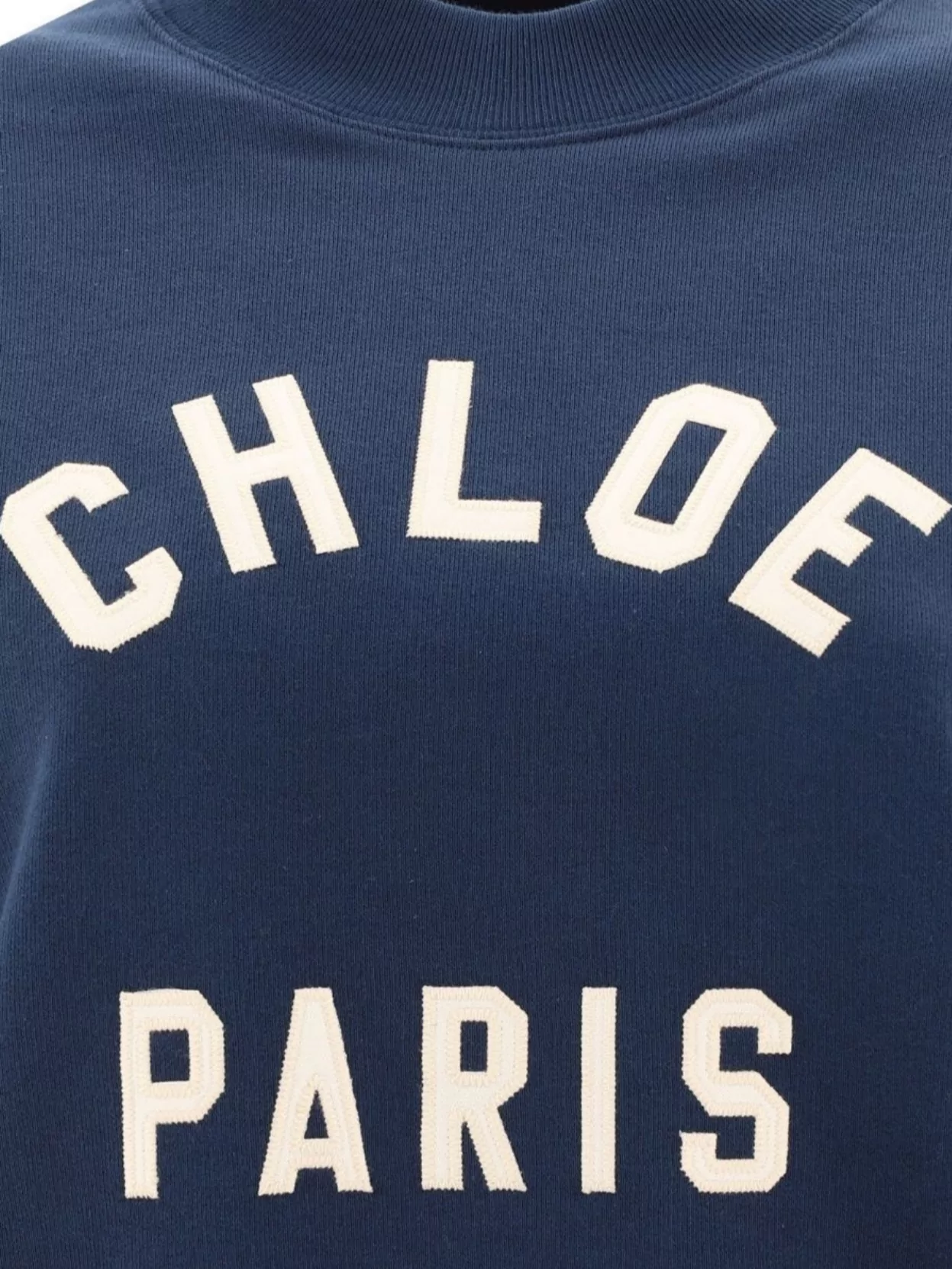 Chloé Blue Crewneck Sweatshirt With Logo Lettering Print In Cotton Woman