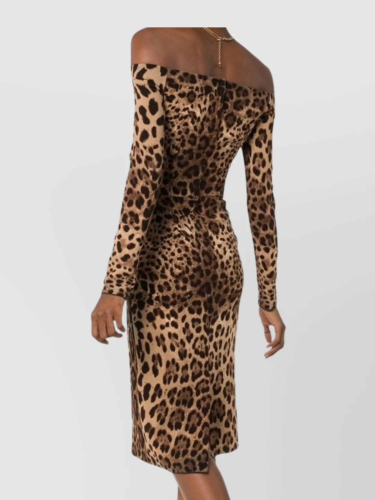 Shop Dolce & Gabbana Animal Print Fitted Silhouette Midi Dress