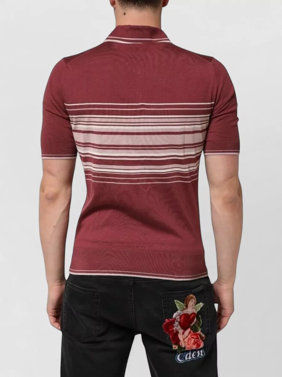 Dolce&Gabbana Silk Striped Polo Shirt