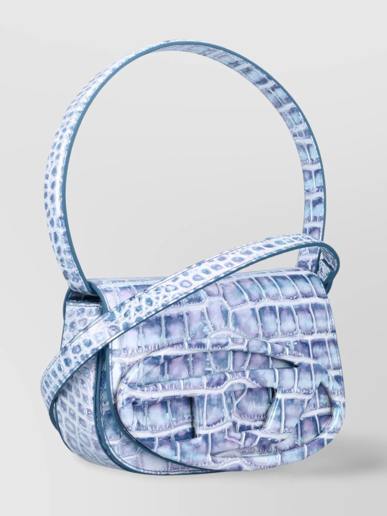 Diesel Crocodile Texture Shoulder Bag With Adjustable Strap
