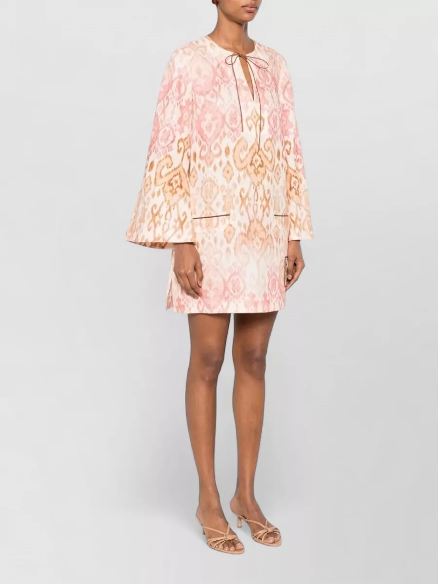 Zimmermann Printed Linen Long-Sleeve Mini Dress