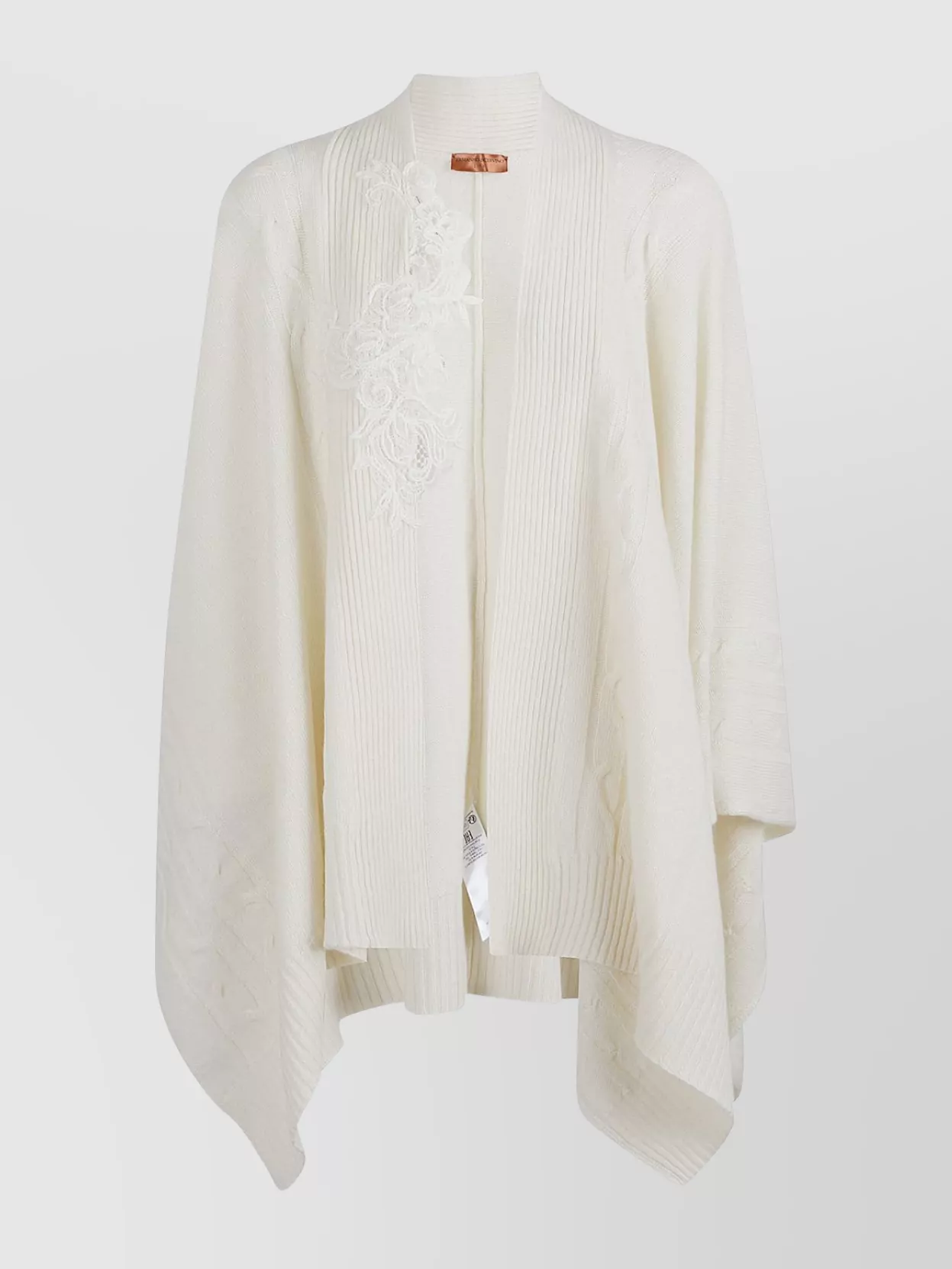 Ermanno Scervino Cozy Cable Knit Cape With Ribbed Hem In White