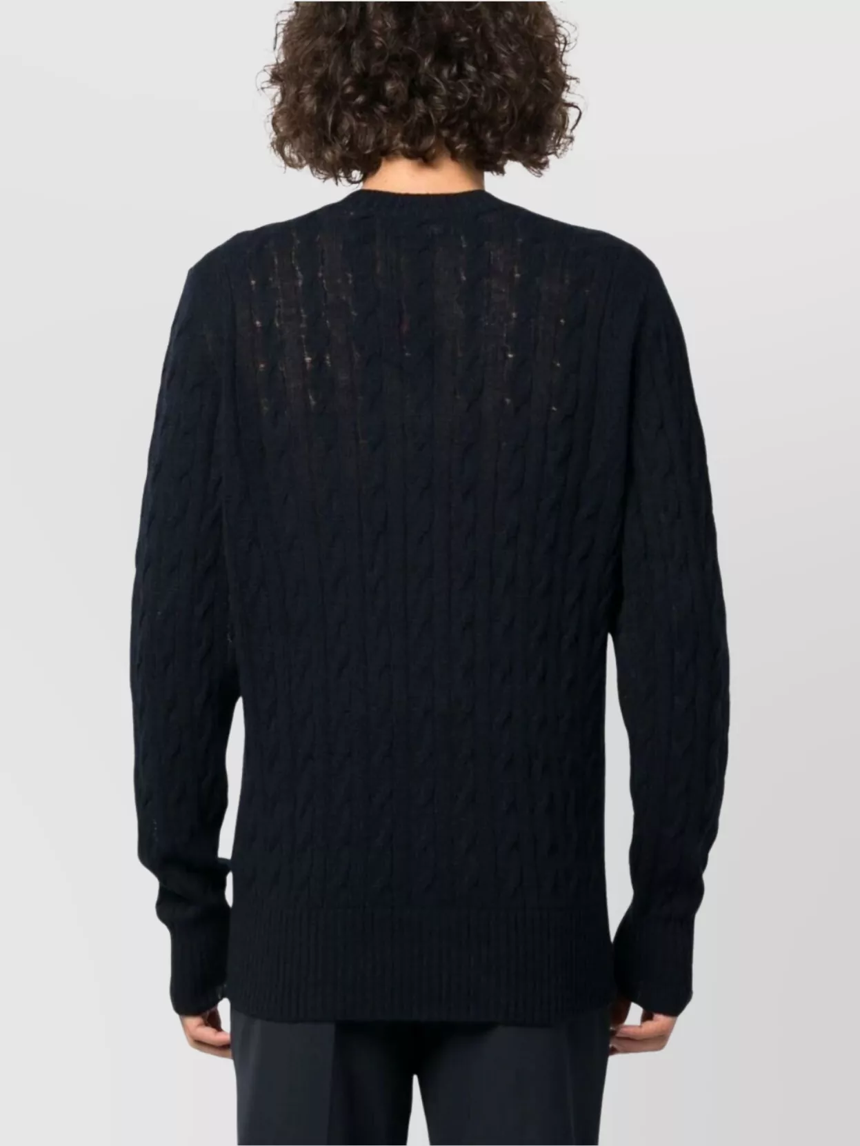 Etro V-Neck Cable Knit Sweater With Ribbed Cuffs And Hem