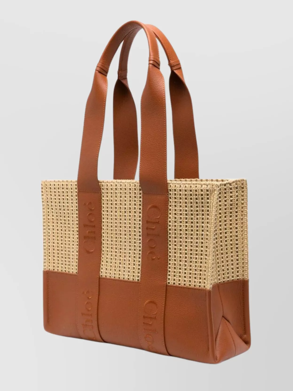 Chloé Medium Tote Bag Featuring Woven Detailing In Brown