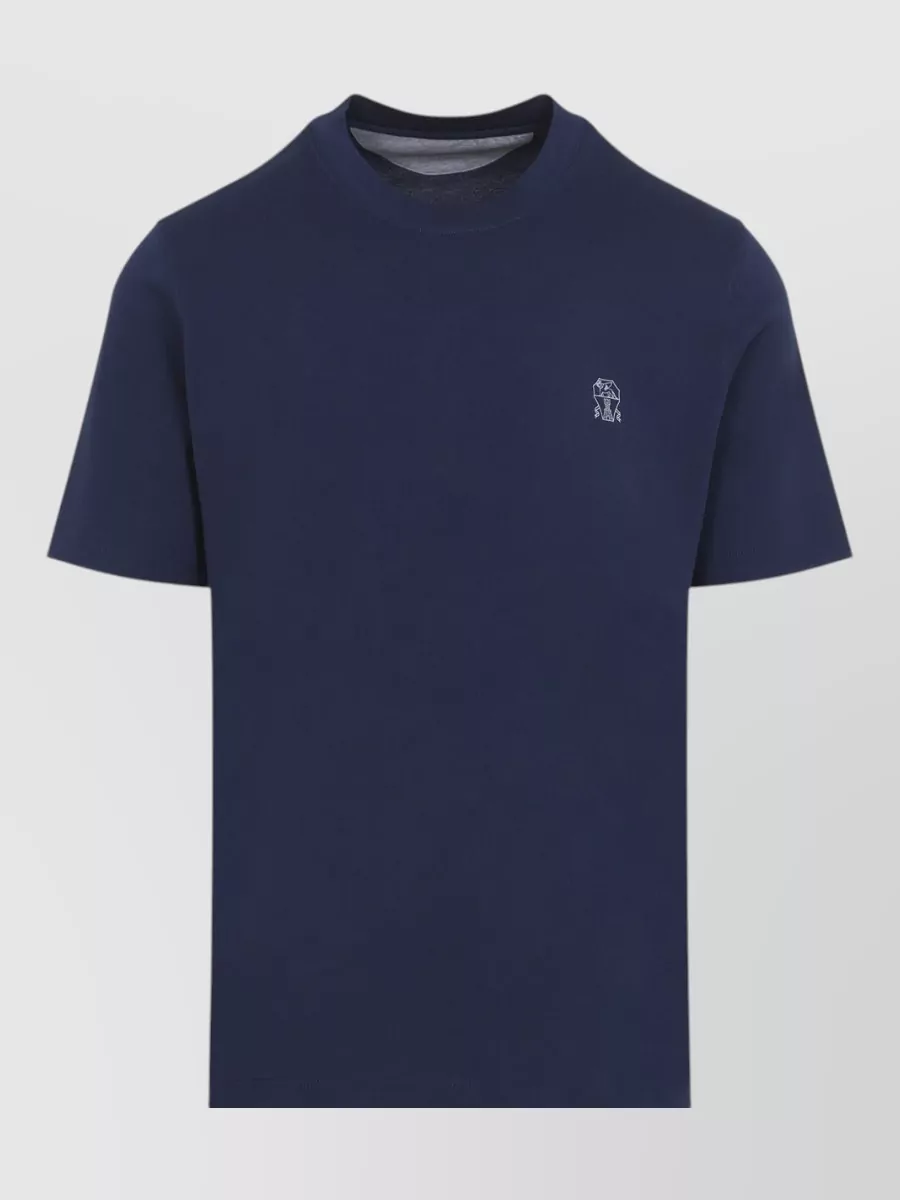 Brunello Cucinelli Cotton Logo Print Short Sleeve T-Shirt