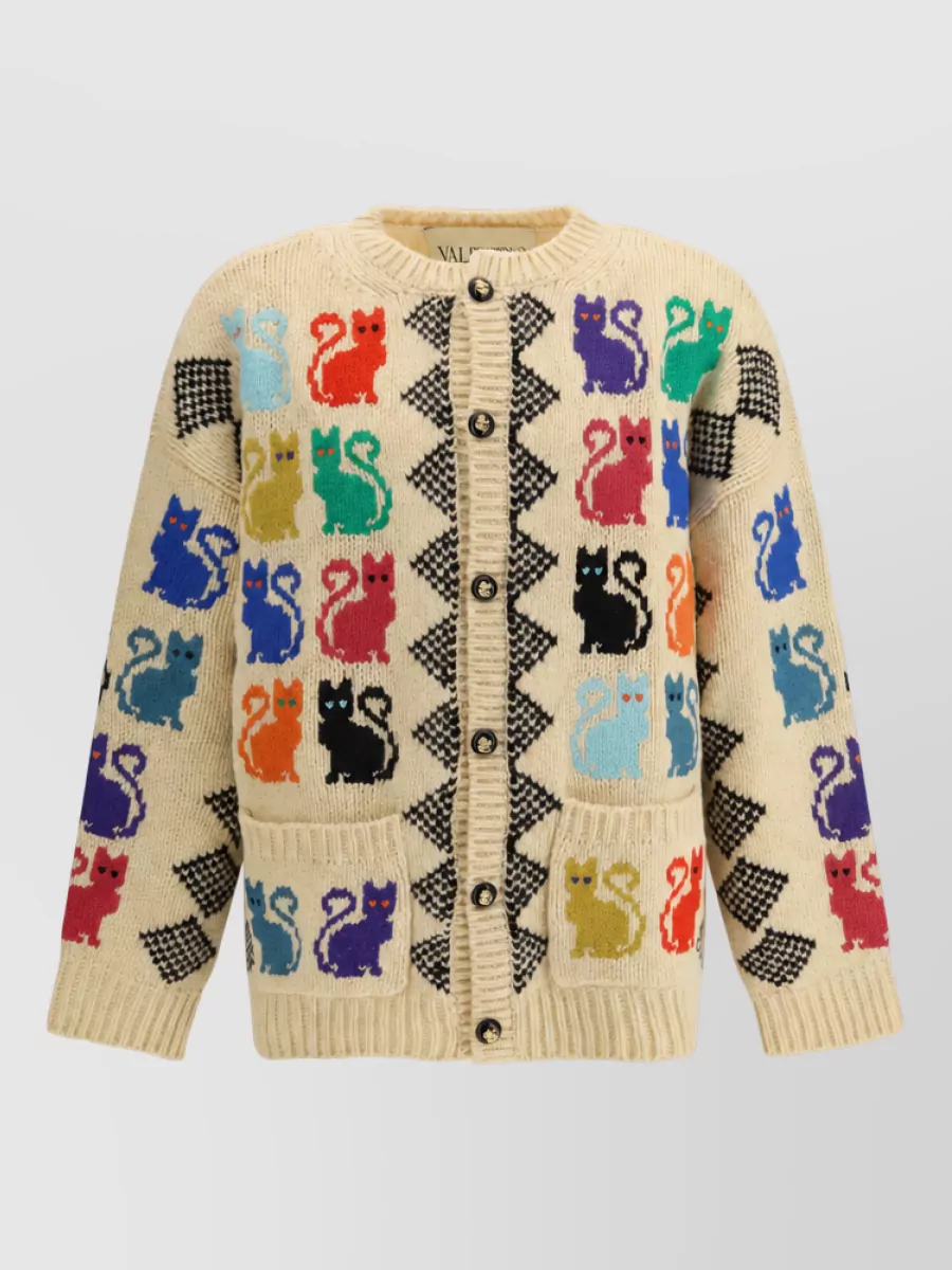 Valentino Wool jacquard knit cardigan