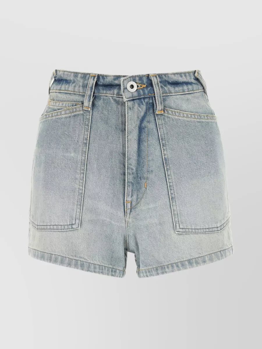 Shop Kenzo Denim Shorts In Grey