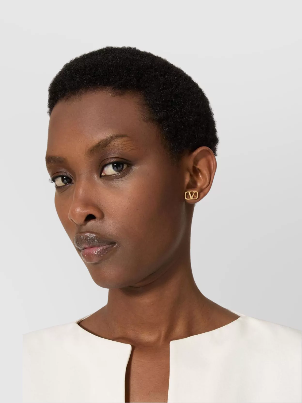 Valentino Garavani Vlogo Stud Earrings In Gold Finish