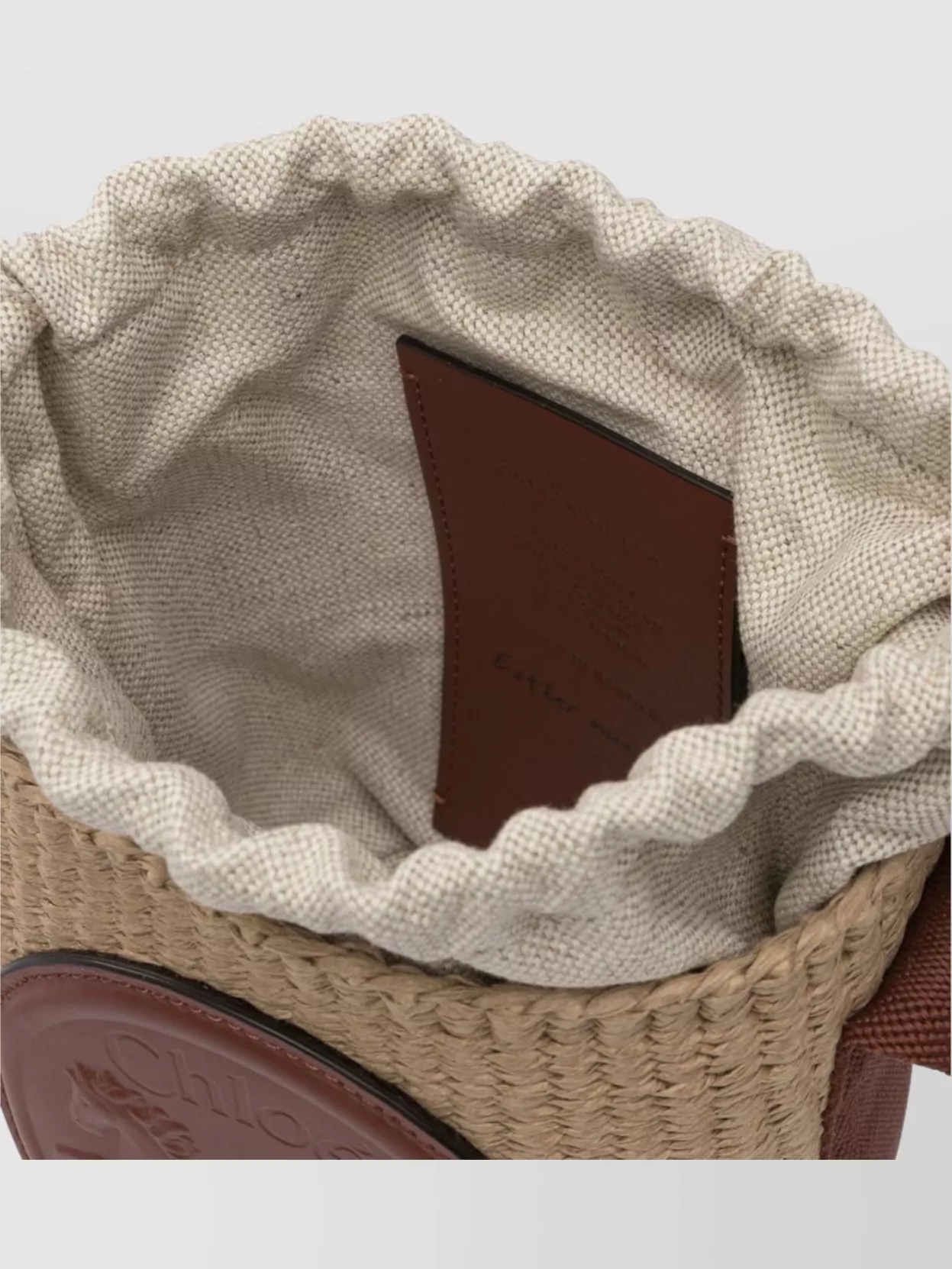 Chloé Mini Horse Medal Basket Bag In Natural Fibres Brown Size Onesize 100% Paper Yarn, Calf-skin Leather