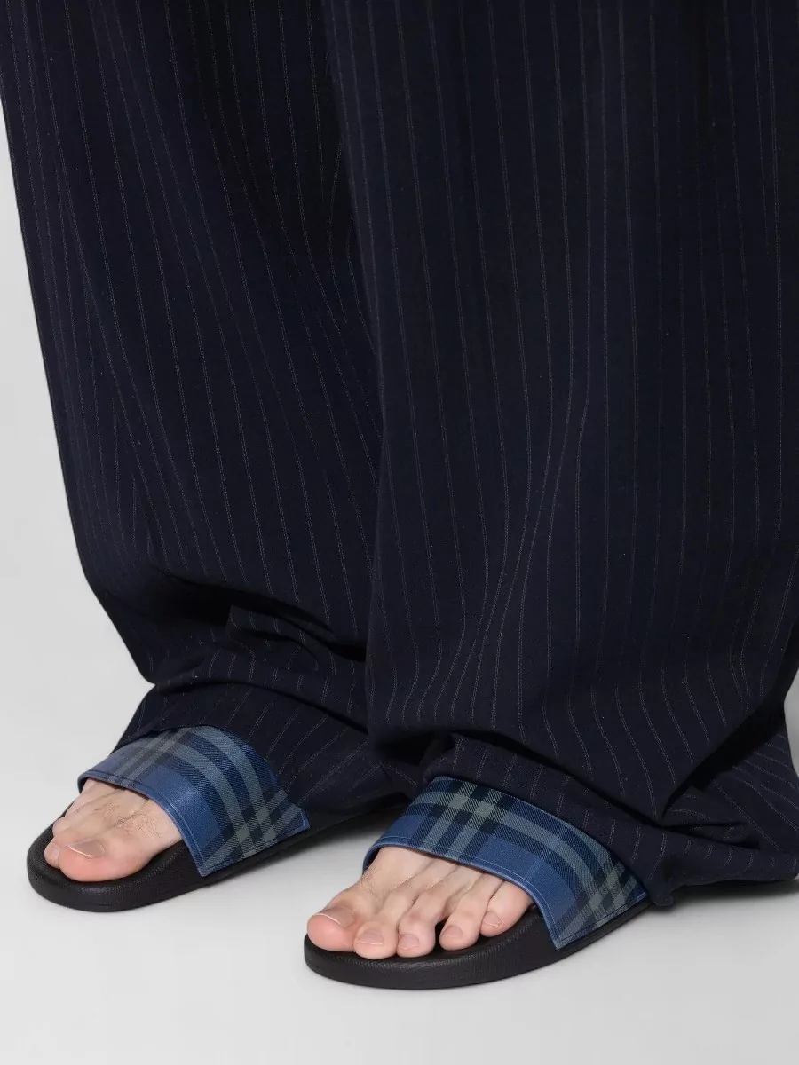 Burberry Check Pattern Flat Sole Slide Sandals