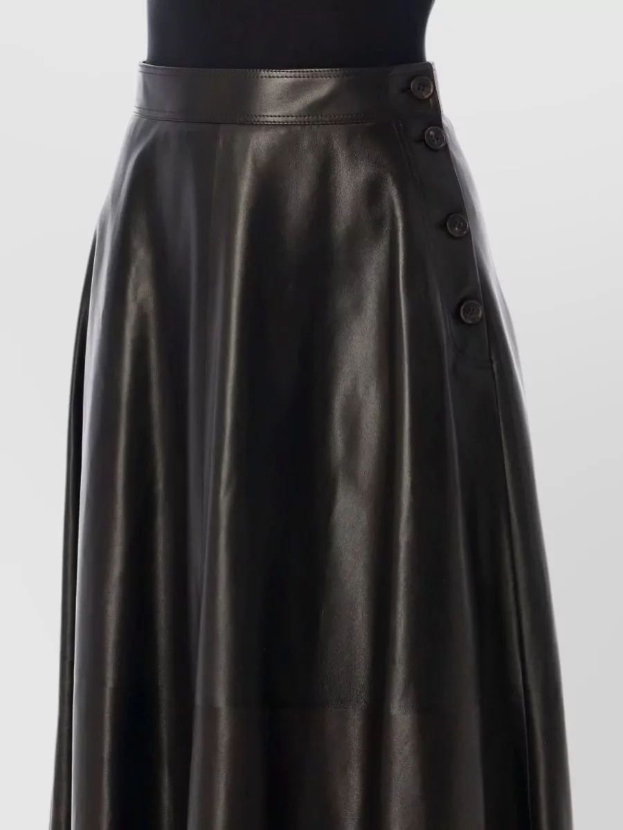 Ralph Lauren leather high-rise flared midi skirt
