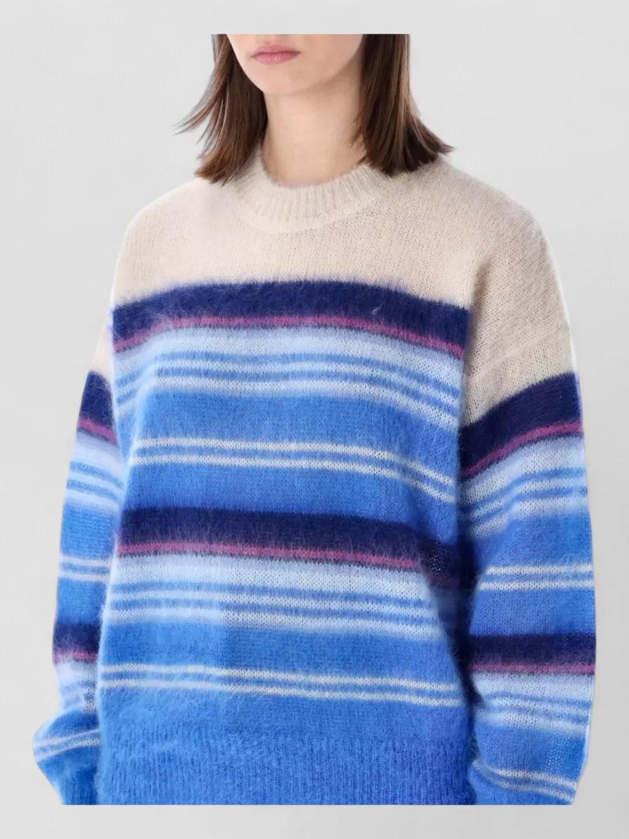 Isabel Marant Etoile Mohair Blend Crew Neck Striped Knit