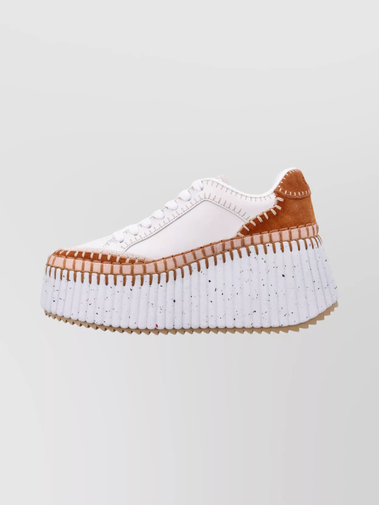 Chloé Chloe Nama Panelled Leather Flatform Sneakers In White