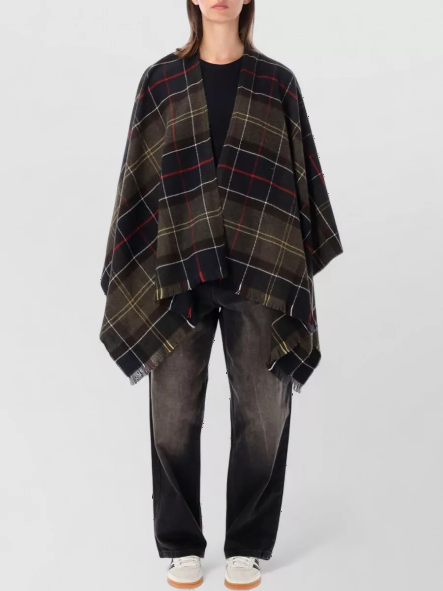 Barbour tartan serape cape