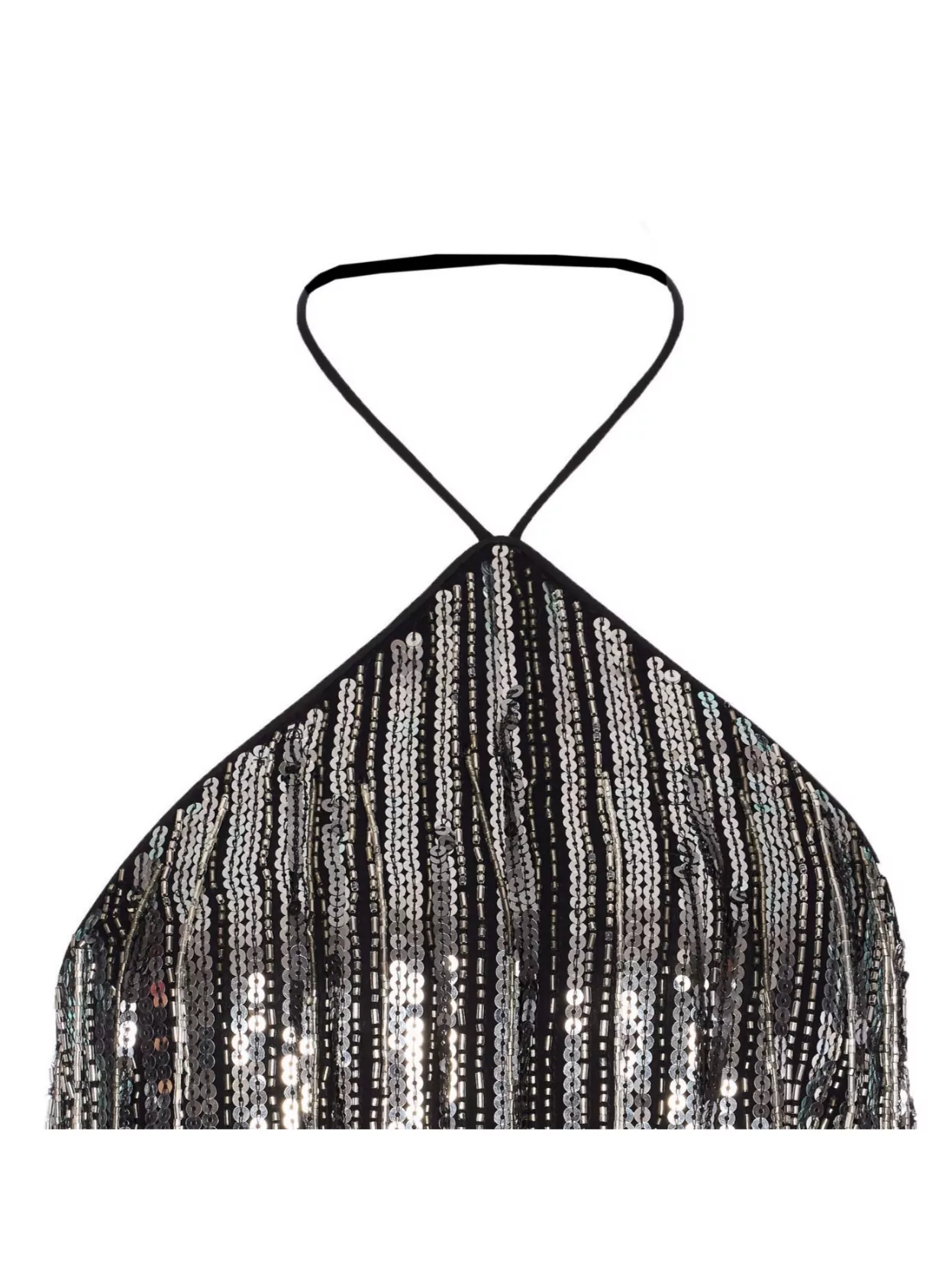 Pinko Sequin Fringe Halterneck Crop Top