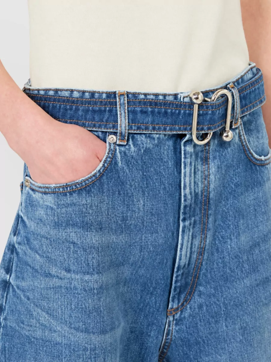 Sportmax Denim Distressed High-Rise Wide-Leg Jeans