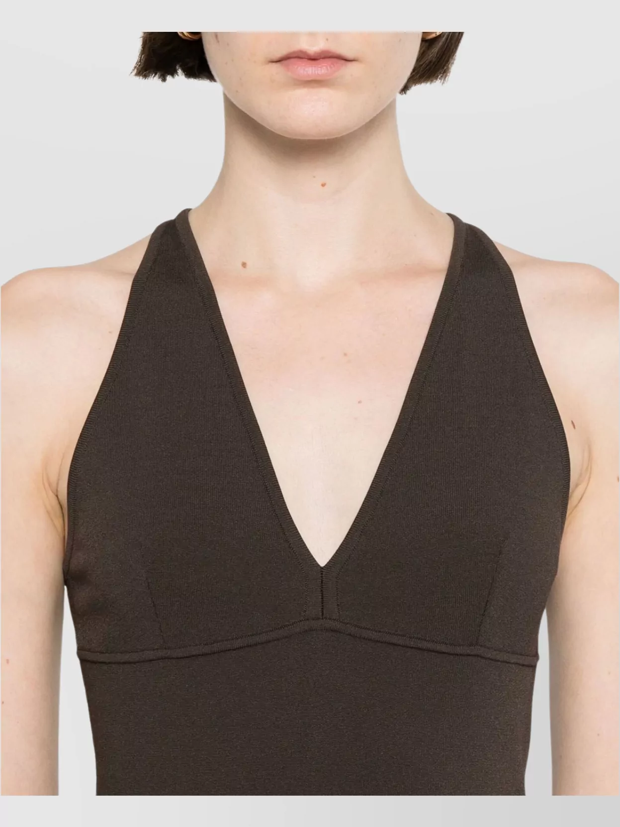 Max Mara Racerback Fitted Sleeveless V-Neck Top