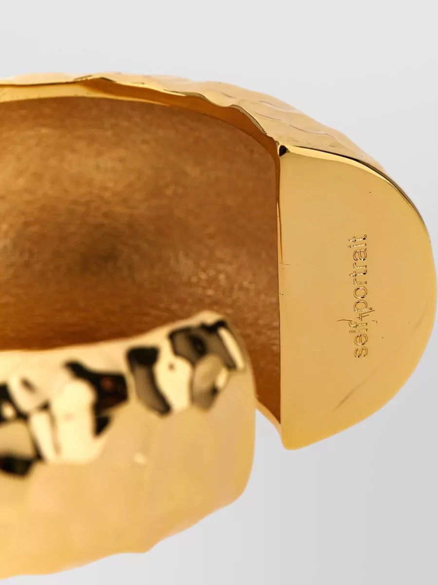 Self-Portrait Hammered Open Cuff Bracelet Polished Finish