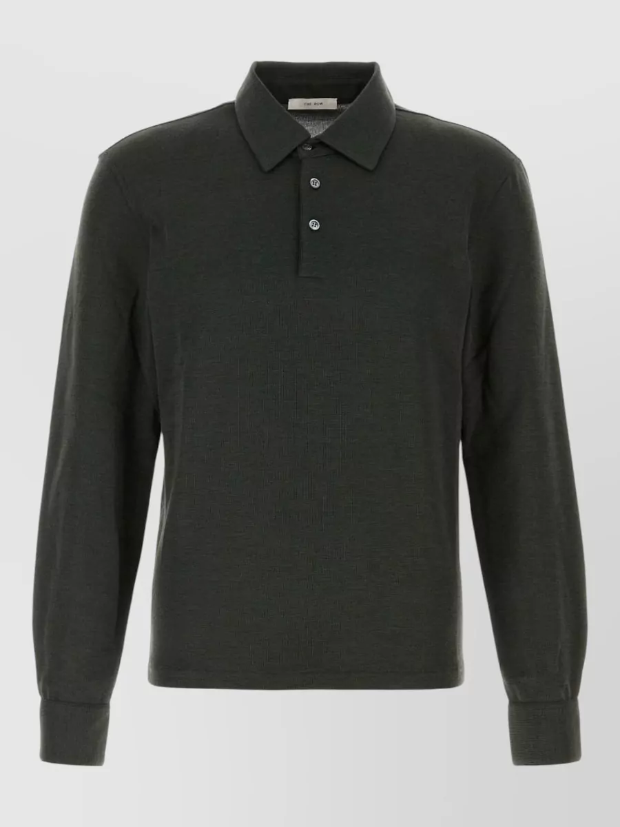 The Row wool silk knit polo shirt