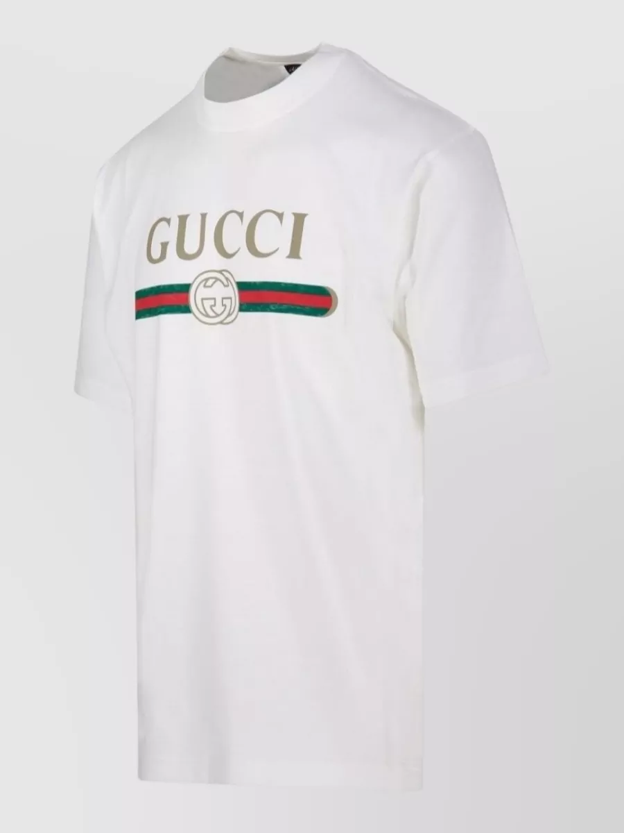 Gucci Logo Cotton Crew Neck Short Sleeve T-Shirt