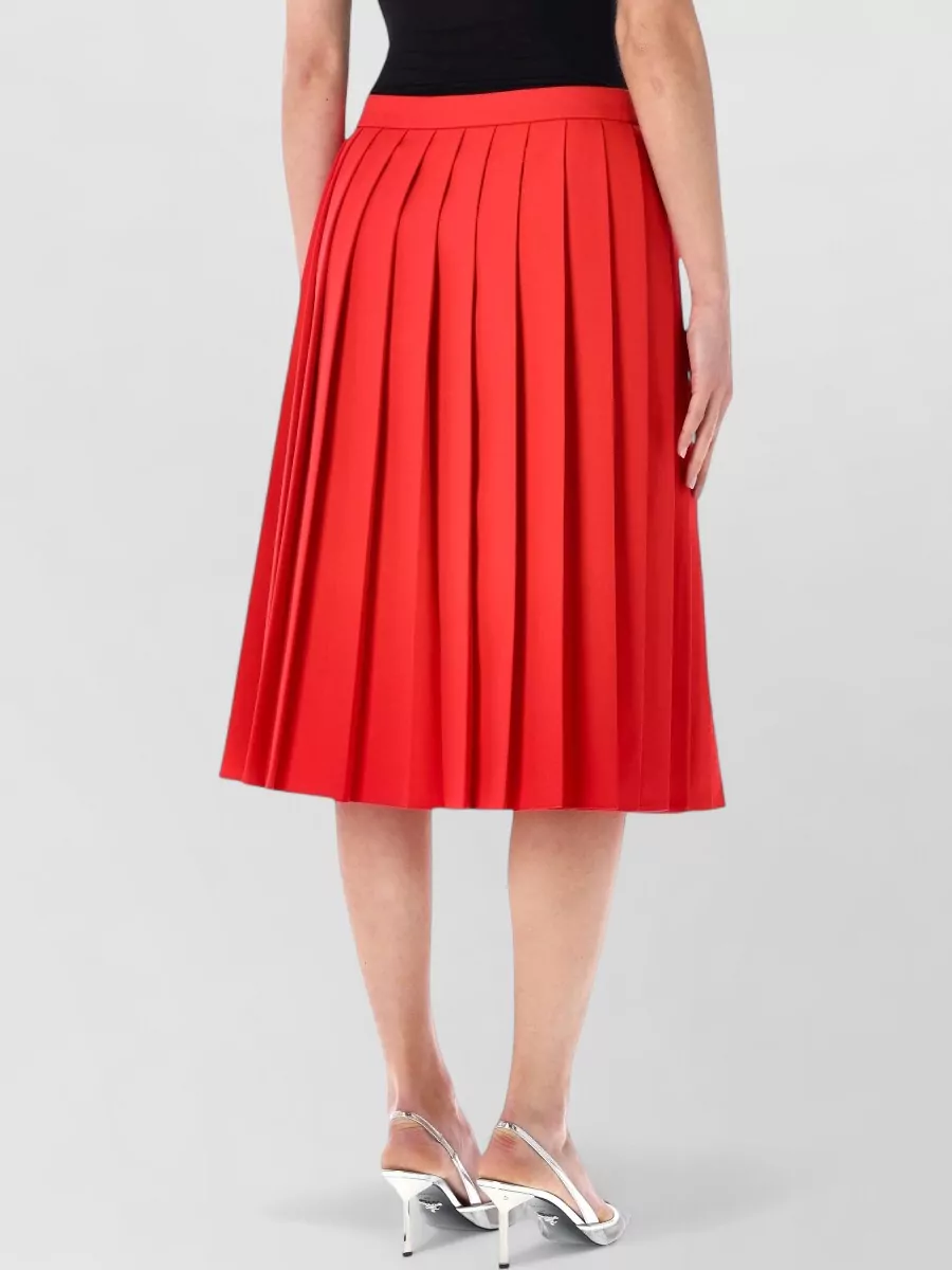 Prada Gabardine Pleated Midi Skirt