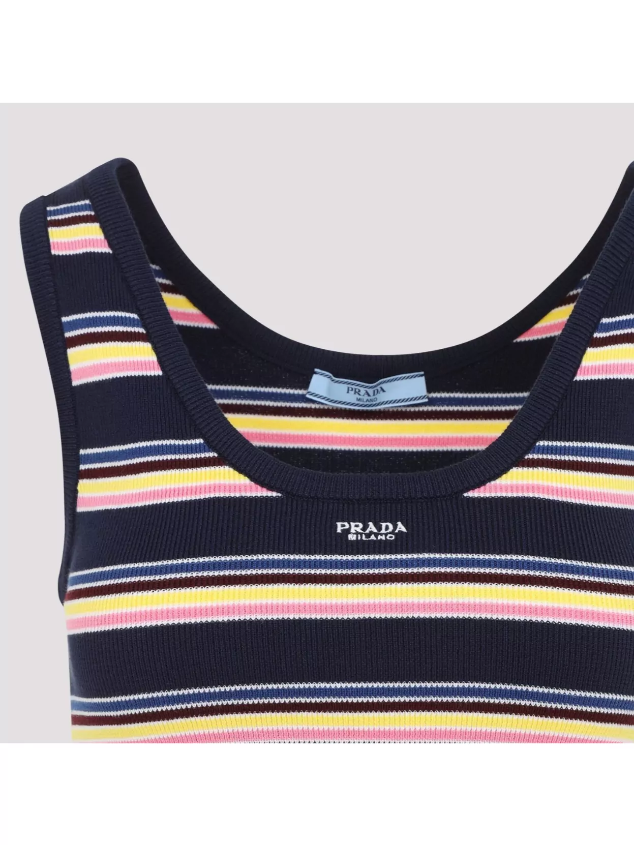 Prada Embroidered Cotton Tank Top