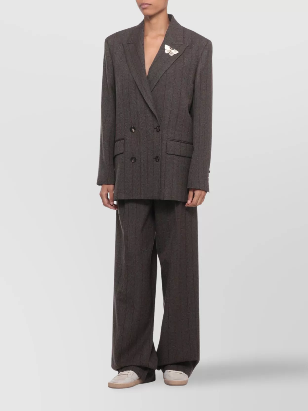 Golden Goose Wide Leg Trousers Pleated Front And Pockets