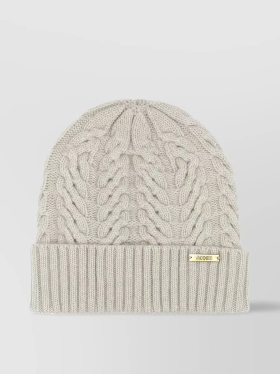 Shop Moorer Maria Cashmere Cable Knit Beanie Hat In Grey