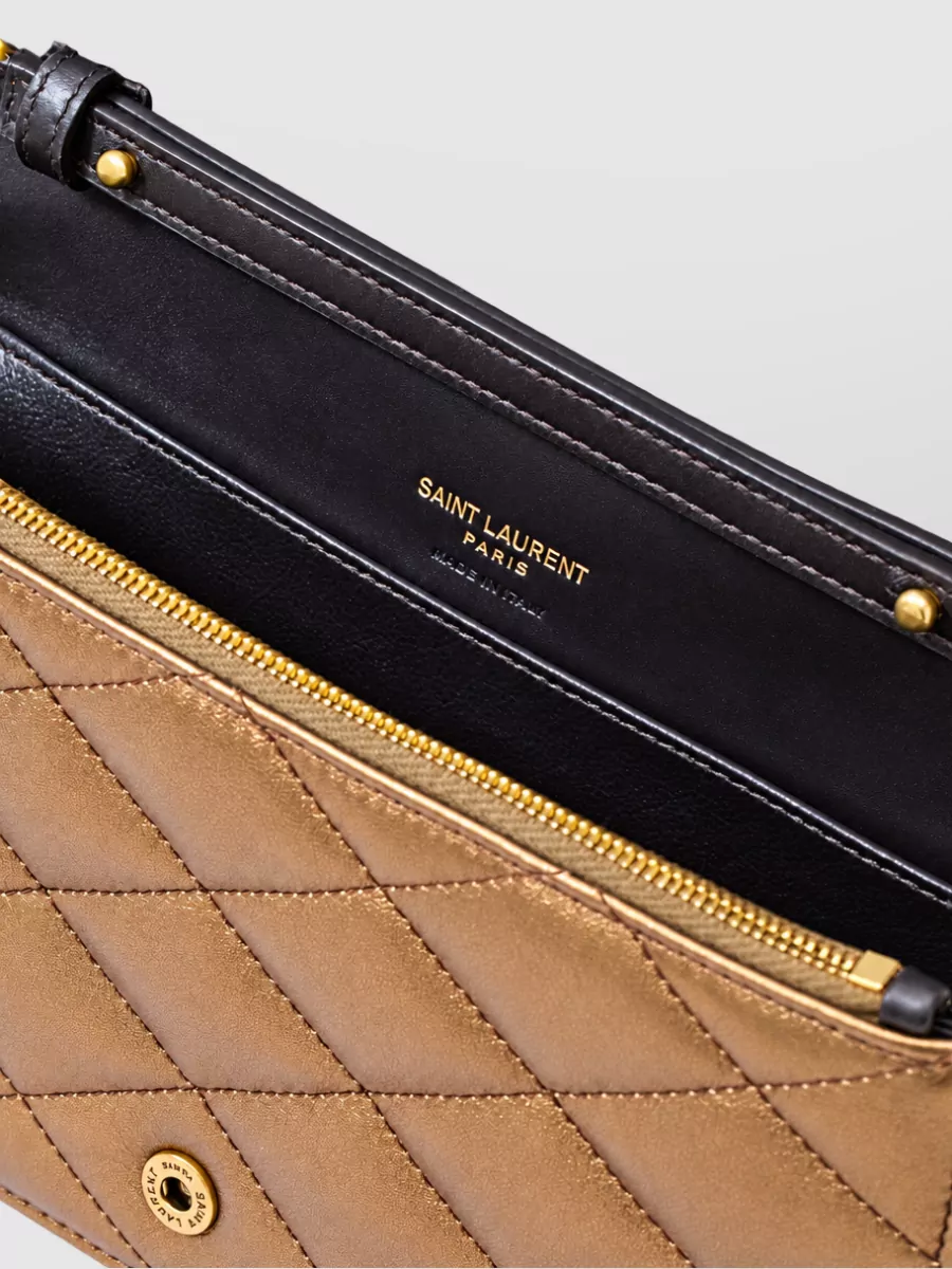 Saint Laurent Paris Metallic Leather Clutch Bag