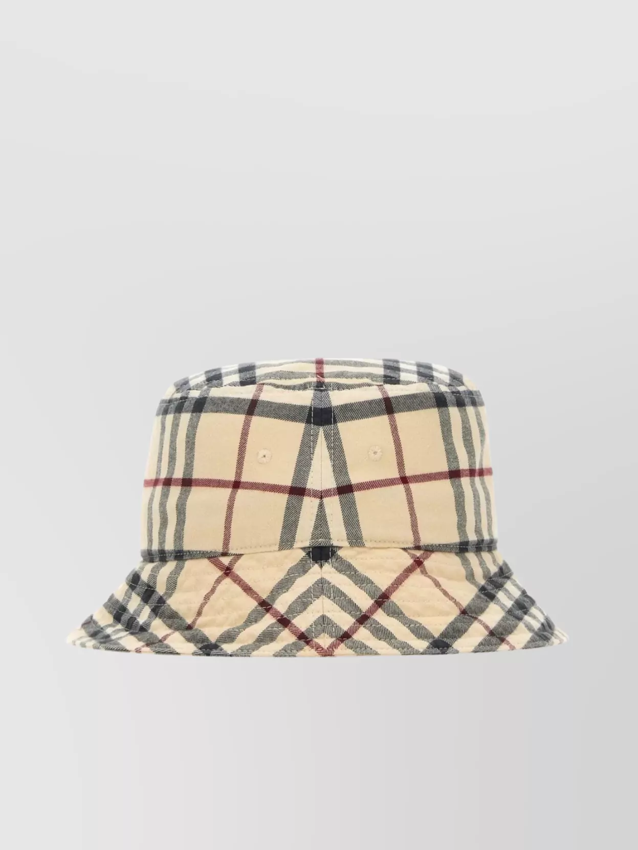 Shop Burberry Cotton Bucket Hat With Embroidered Check Pattern