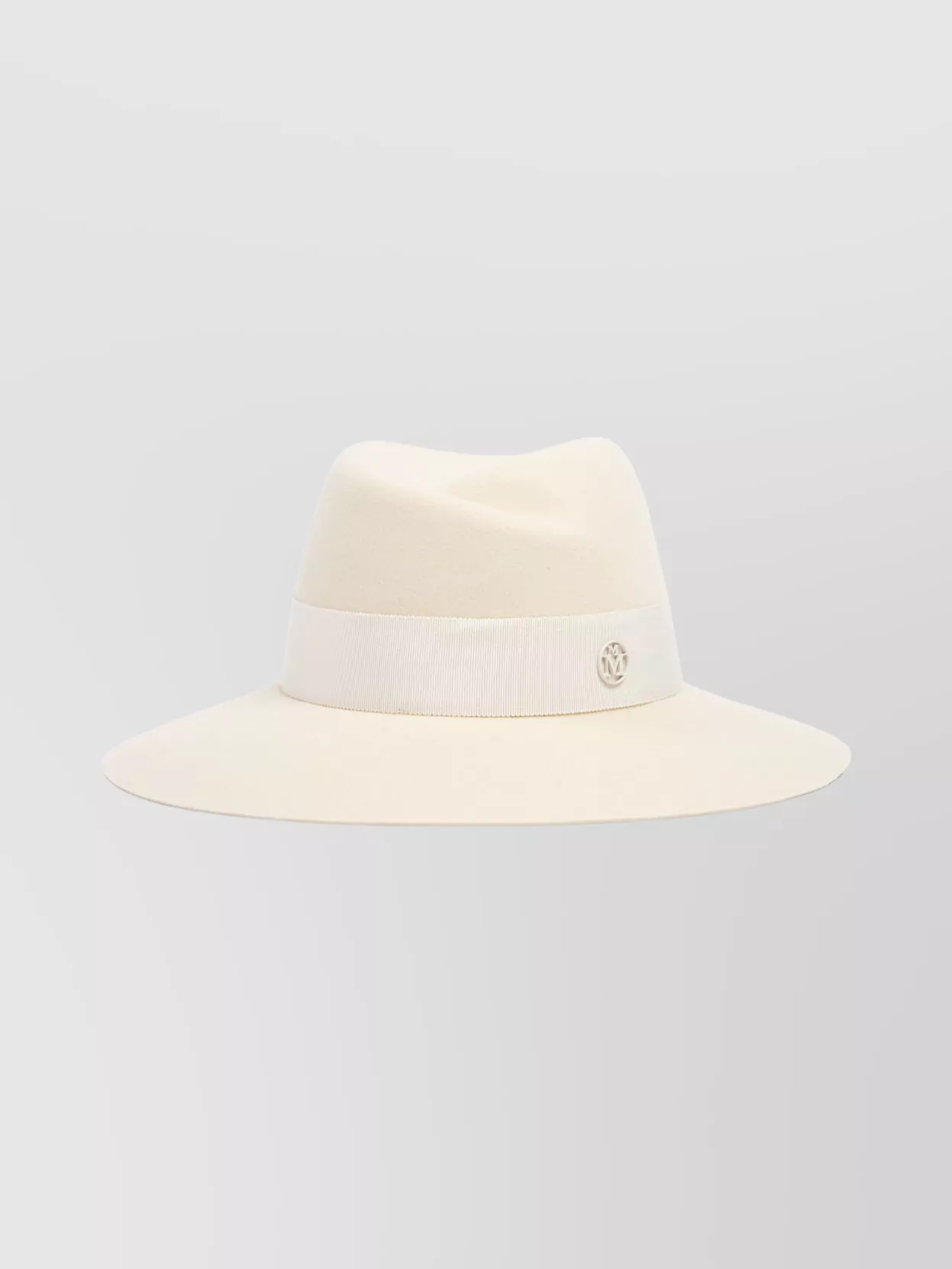 Maison Michel Fedora Hat With Grosgrain Ribbon Band In White