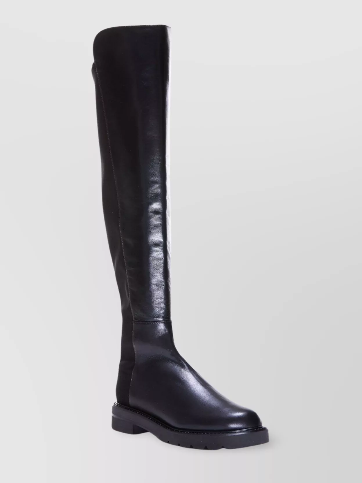 Stuart Weitzman High Leather Chunky Heel Boots In Black