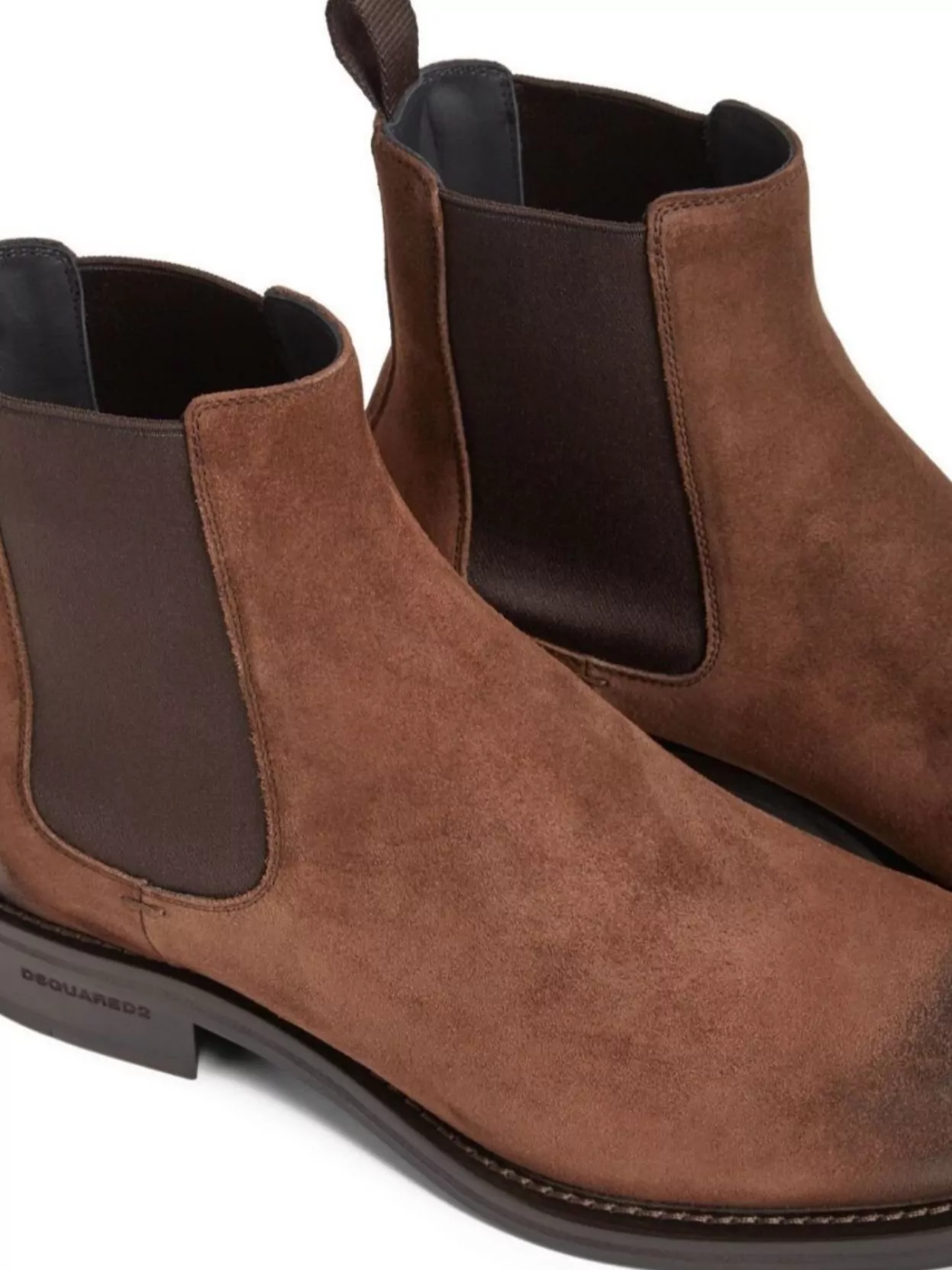 Dsquared2 Rounded Toe Stacked Heel Suede Ankle Boots