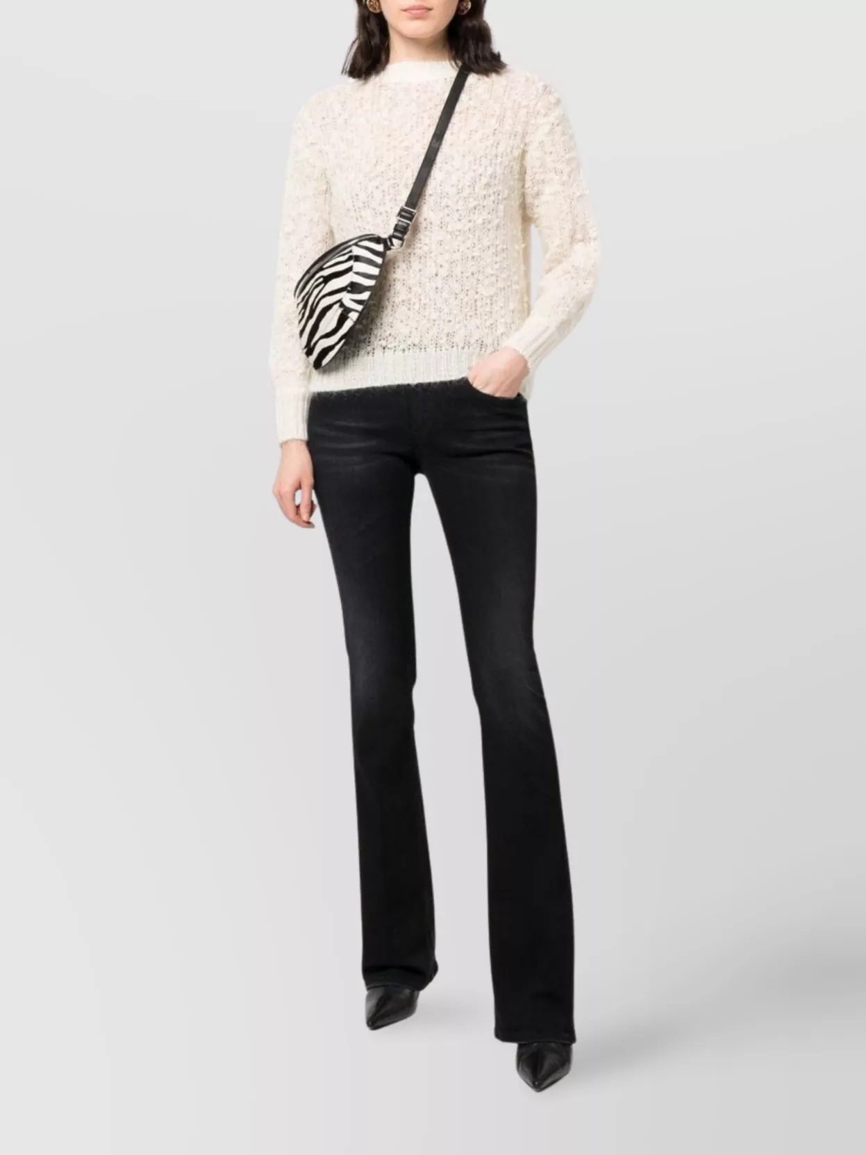 Dondup Flared Trousers Belted Faded Effect In Black