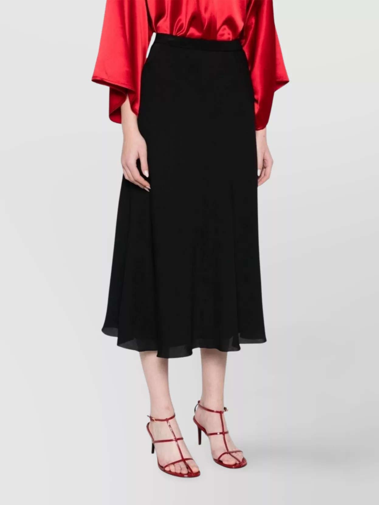 Theory A-line Black Silk Skirt With Elasticated Waist In Black