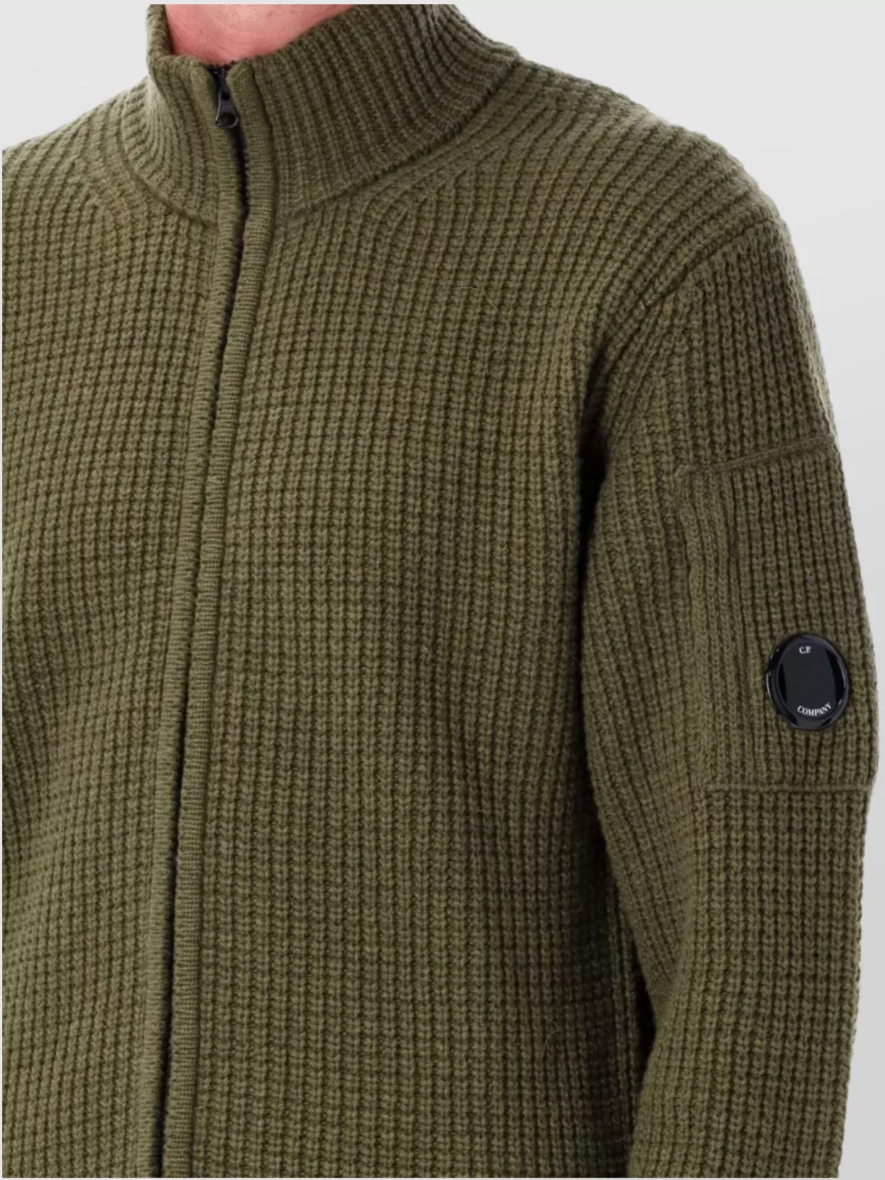 C.p. Company Zip Waffle Knit Cardigan