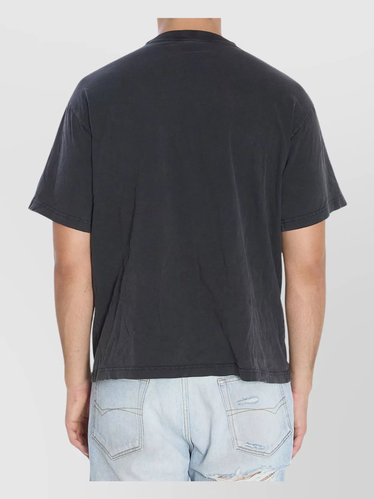 Balenciaga Black Crewneck T-shirt With Logo Print On The Front In Cotton Man In Gray