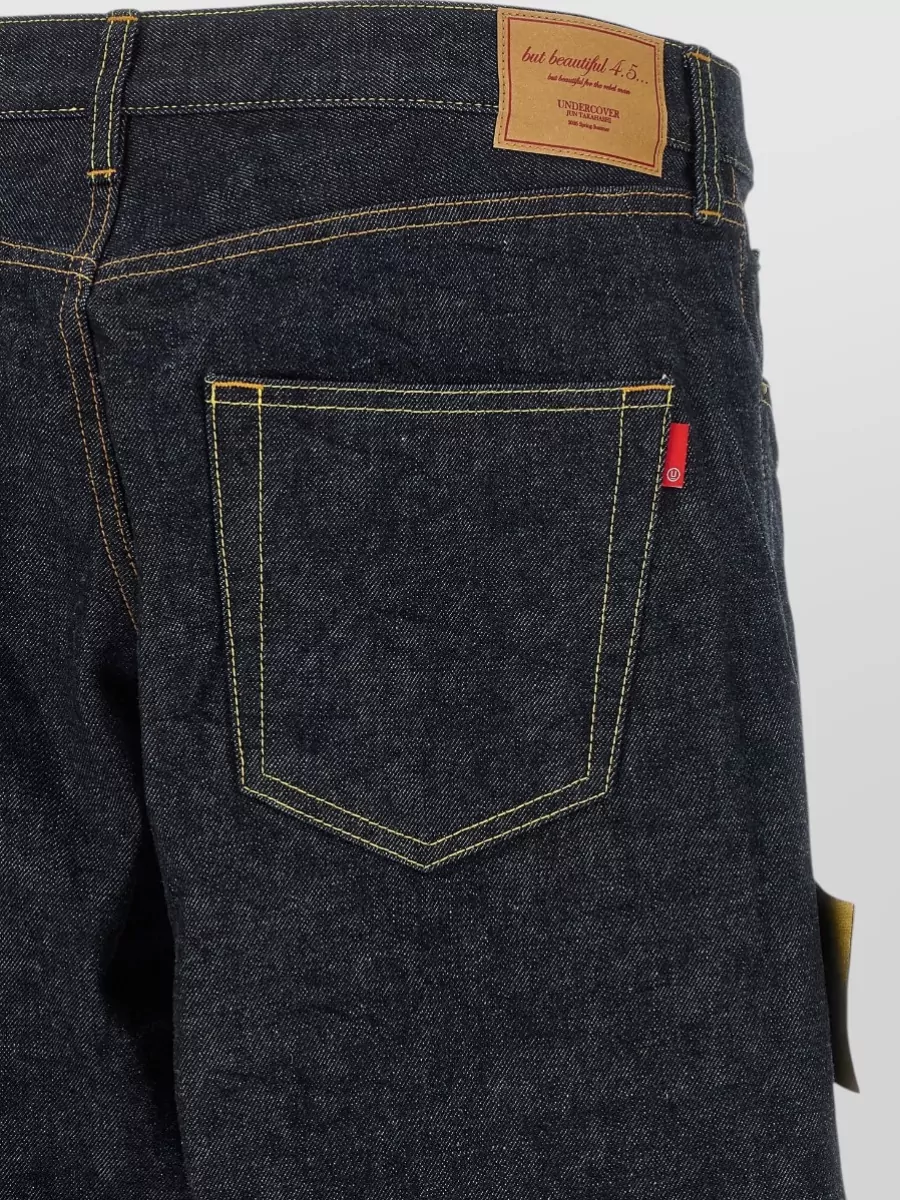 Undercover Wide-Leg Embroidered Denim Jeans