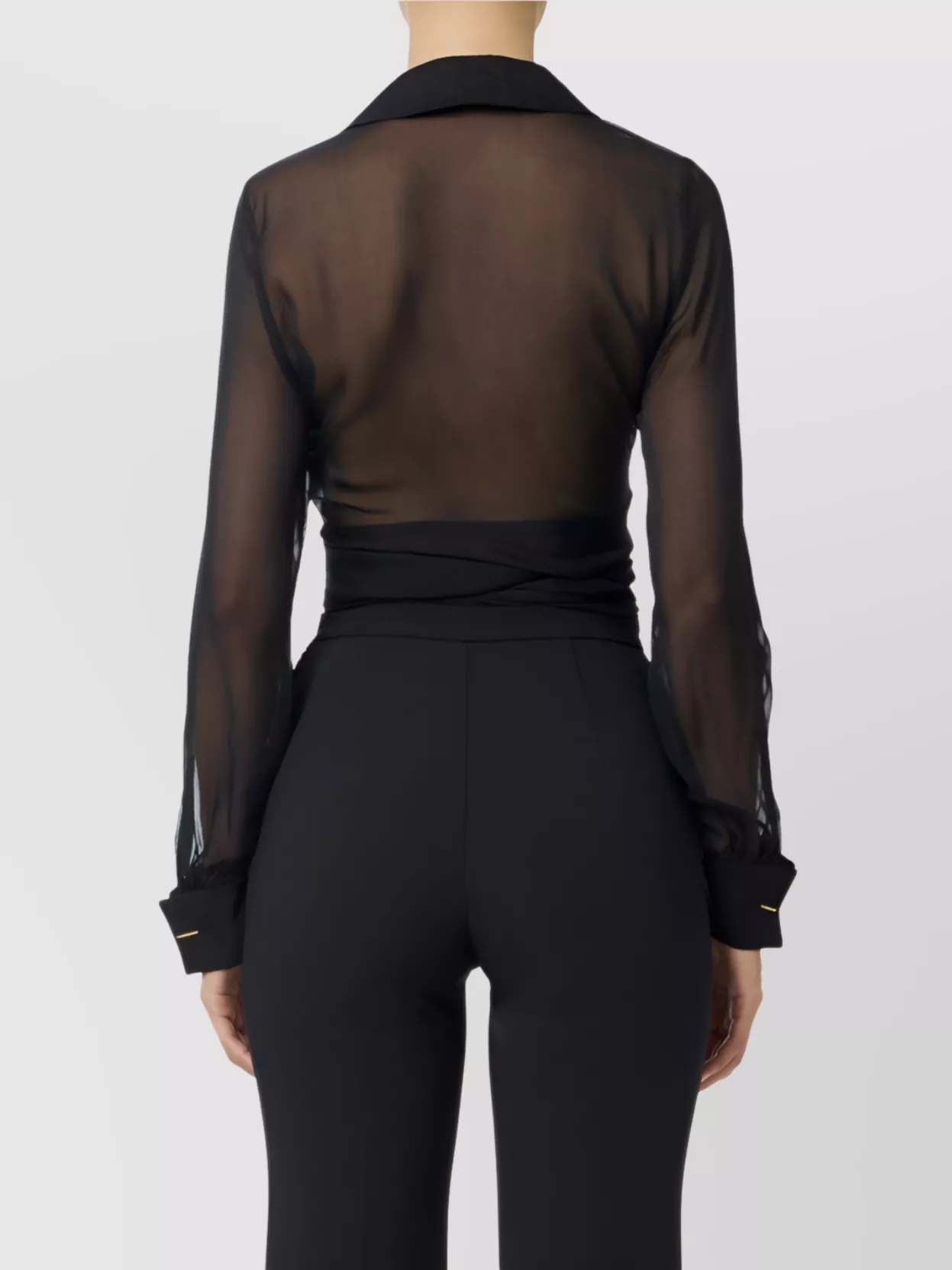 Elisabetta Franchi Long Sleeve Sheer Wrap Top