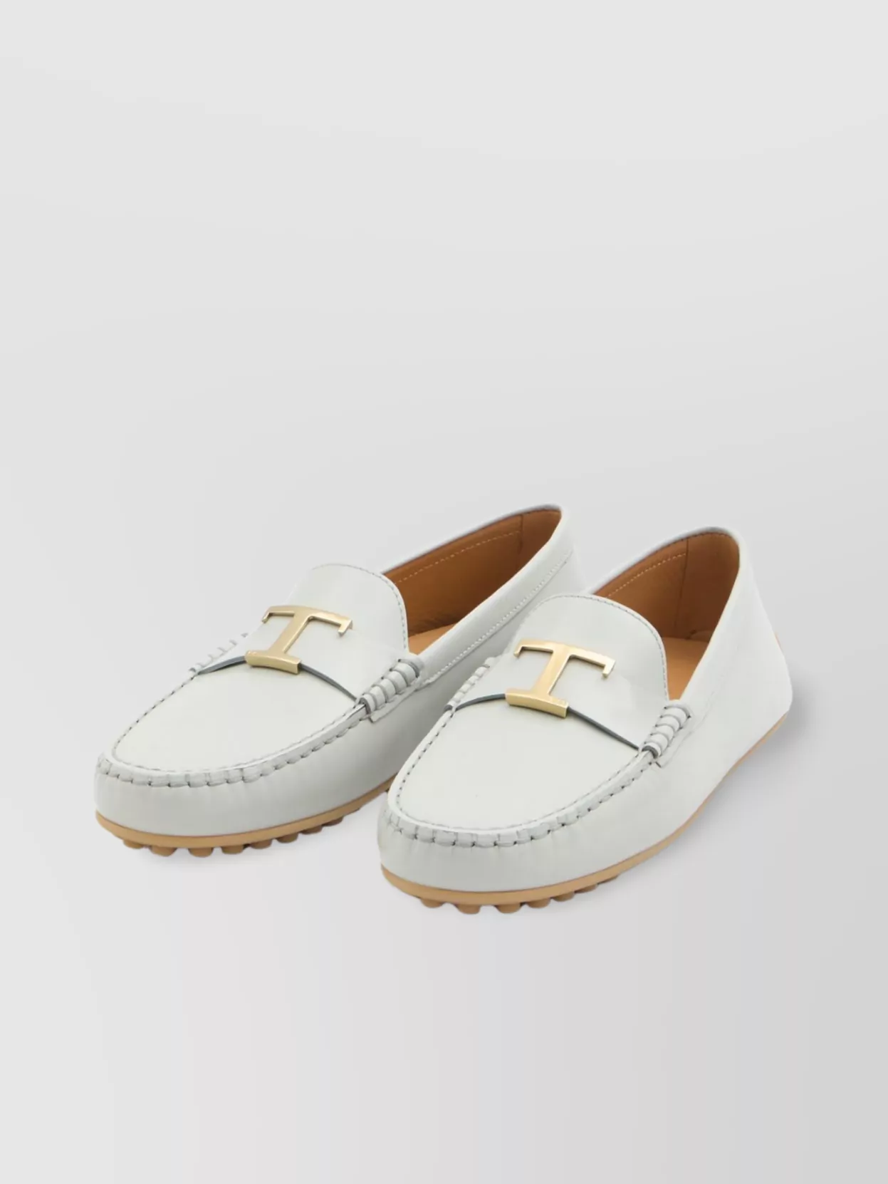 Tod's Urban Leather Loafers With Studs In White