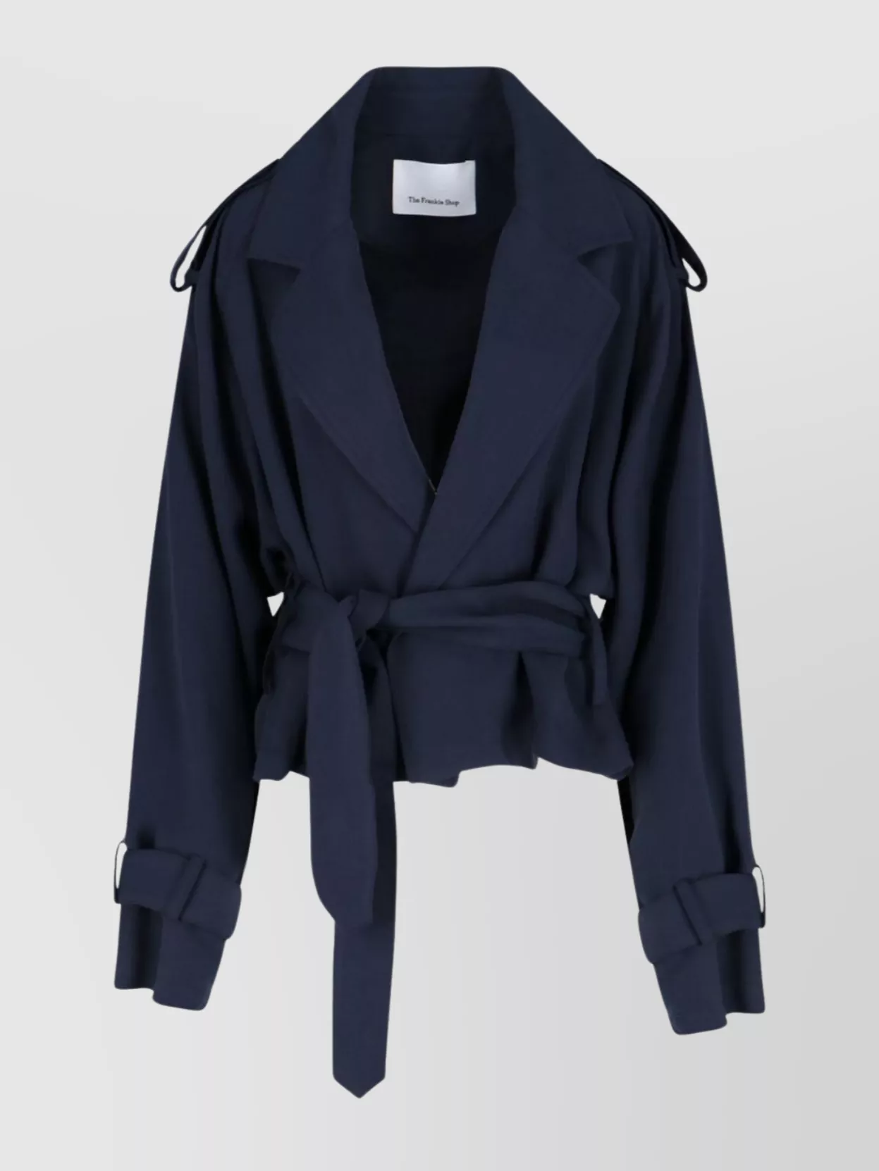 The Frankie Shop Waist Belted Jacket With Epaulettes And Lapels