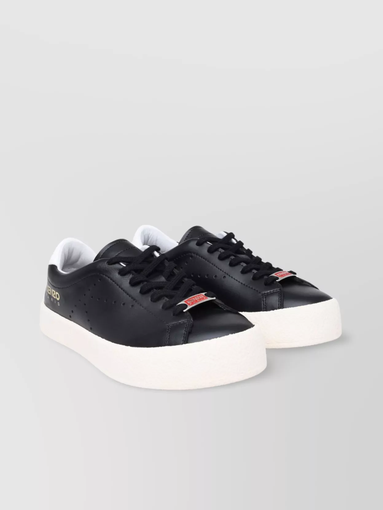Shop Kenzo Leather Sneakers Low-top Design Round Toe