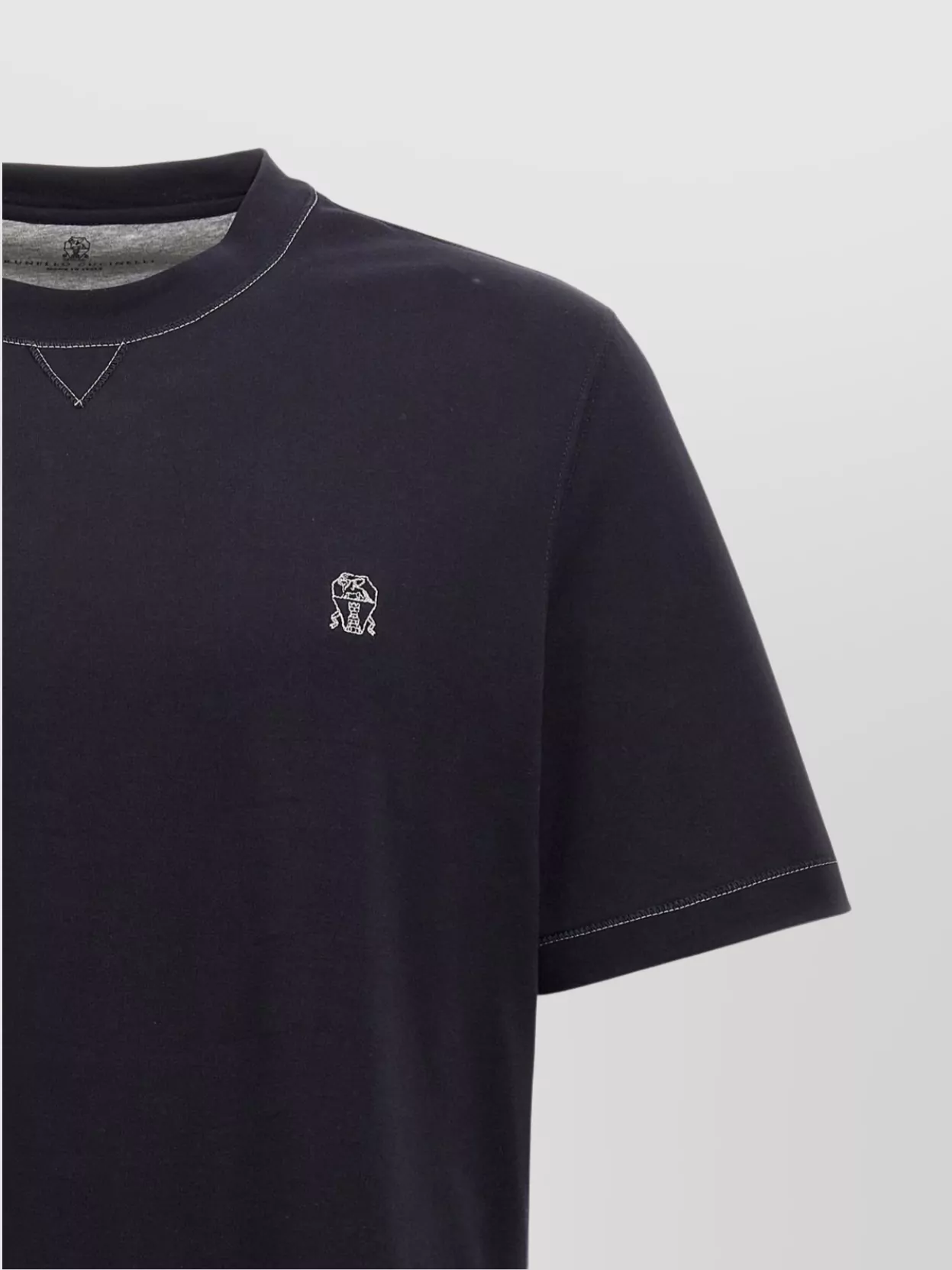 Brunello Cucinelli Embroidered Logo Crew Neck T-Shirt